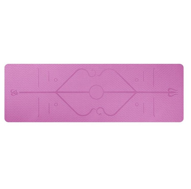 Non-slip Yoga Mat with position lines: Ideal for beginners!