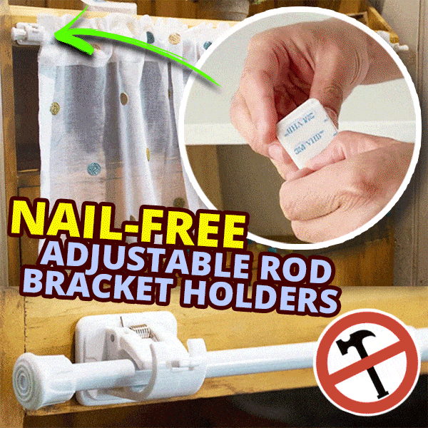 Nail-free Adjustable Rod Bracket Holders (Set of 2)
